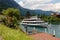 Tourist passenger vessel on Interlaken river Switzerland.