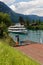 Tourist passenger vessel on Interlaken river Switzerland.