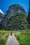 Tourist on the path in Wulong National Park