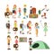 Tourist people vector flat icon set