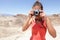 Tourist photographer woman in Death Valley