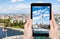 tourist photographs Berlin cityscape with TV Tower