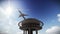 Tourist plane flying over The Space Needle in Seattle footage