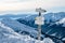 Tourist pointer trails near Kasprowy Wierch in Poland.