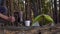 Tourist prepares fragrant coffee in a coffee maker in the morning