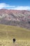 Tourist and the Quebrada de Humahuaca, Northern Argentina