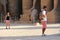 Tourist at Ramesseum temple in Luxor - Egypt