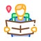 Tourist reading map icon vector outline illustration