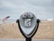 Tourist retro coin operated binoculars on the beach, Virginia, USA