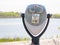 Tourist retro coin operated binoculars on the beach, Virginia, USA