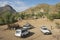 Tourist\'s cars parked at a small village, Adwa, Ethiopia.