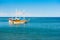 Tourist sailing ship in the sea near Kemer, Turkey