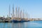 Tourist sailing ships in harbor of Terschelling, Netherlands