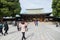 Tourist see classic wooden shrine Meiji Shinto Temple in Shibuya Japan 3