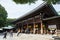 Tourist see classic wooden shrine Meiji Shinto Temple in Shibuya Japan 6