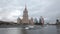 Tourist ship sails on the Moscow river in the evening