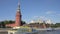 Tourist ships sailing past Kremlin walls, towers and churches