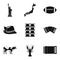 Tourist sight icons set, simple style