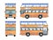 Tourist or sightseeing bus, front, back and side view. Double decker