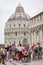 Tourist sightseeing on the Piazza del Duomo