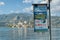 Tourist sign on an Italian lakefront, Orta San Giulio