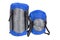 Tourist sleeping bags packed with varying degrees of compression