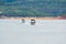 Tourist speed boats navigating at Furnas lake