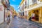 The tourist stores and art galleries in Cardenal Gonzalez street, on Sep 30 in Cordoba, Spain