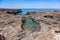 Tourist swimming in Buracona natural pool in sal Island Cape Verde - Cabo Verde