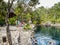 Tourist swimming in deepest lake in cuba.