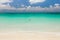 Tourist swimming in an empty sea