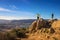 Tourist takes a selfie at the Cerro Peak above San Luis Obispo