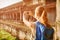 Tourist taking picture in the Angkor Wat, Cambodia