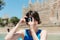 Tourist taking pictures in Palma de Mallorca