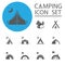 Tourist tent.Icon Set. Vector illustration.