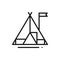 Tourist Tent Line Icon. Camping Sign and Symbol.