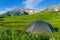 Tourist tent in the in mountains