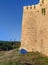 Tourist tent near wall of Naryn-Kala fortress. Derbent