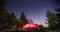 Tourist tent under beautiful night sky,Tahtali Mountain Range, Turkey