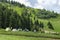 Tourist tents in the mountains on the background of summer green Carpathian peaks.