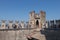 Tourist on the top of the tower, Scaliger Castle, Sirmione, Lombardy, Italy