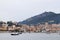 Tourist town of Ajaccio from the sea. Corsica, France September 2019