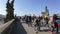 Tourist traffic on Charles Bridge in Prague