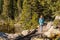 Tourist on trail near Bear Lake in Colorado