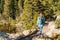 Tourist on trail near Bear Lake in Colorado