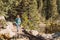 Tourist on trail near Bear Lake in Colorado