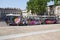 Tourist train through the streets of the city of Avignon, France