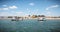 Tourist transport boats moored in the lagoons of the Ria Formosa Natural Park near the port of Tavira, portugal