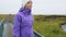 Tourist on travel walking and hiking on Iceland Arnarstapi Snaefellsnes