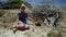 Tourist with two Quokka